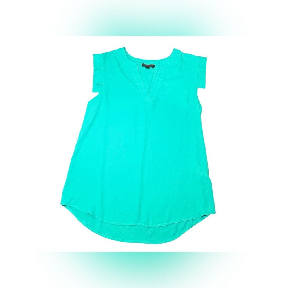 J. Crew Teal V-Neck Flutter Sleeve Lightweight Tank Top